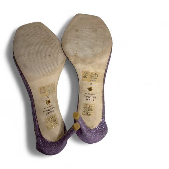 Stuart Weitzman Glitter Lilac High Heel PVC Sandal sz 8 NWOT - Picture 13 of 13